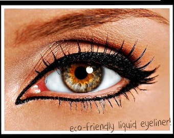 Non Toxic Liquid Eyeliner with Felt Tip Brush Applicator | Organic and Natural Eyeliner| Very Black