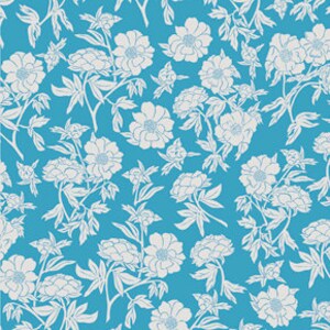 Blue and White Vintage Style Floral Fabric - Valorie Wells Nouvella Collection - cotton Fabric by the yard