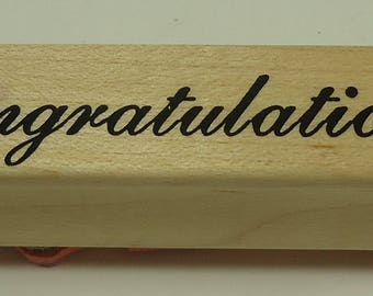 Congratulations Wood Mounted Rubber Stamp