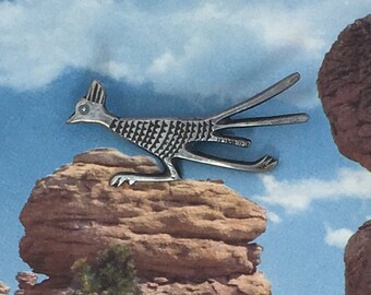 Navajo Sterling Silver Roadrunner Pin
