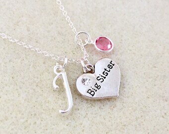 Personalized big sister necklace big sister gift for big sister birthday gift new big sister gift from baby announcement gift for sister
