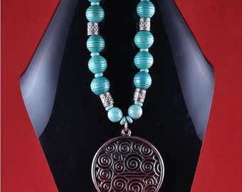 Turquoise ceramic necklace