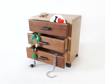 Vintage Jewelry Box Baby Commode with 3 Drawers Made of Plain Wood