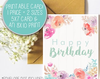 Happy Birthday Printable Card, 8x10 Enlargement Print, Birthday Card