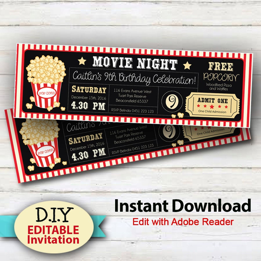 This is an image of Dashing Movie Birthday Party Invitations Printable Free It is a picture of Dashing Movie Birthday Party Invitations Printable Free