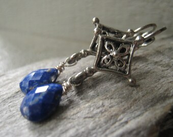 Lapis Lazuli Earrings Teardrop Earrings Silver Earrings Gemstone Earrings Statement Earrings Item No. JE2110
