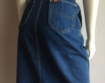 Vintage Women's 80's Lee Jean Skirt, Knee Length (L)
