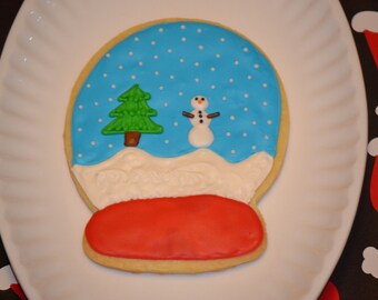 Snowman Snowglobe Christmas Sugar Cookies