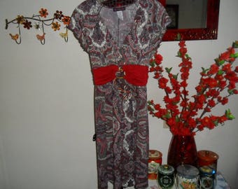 Vintage Red Multicolor Dress Size Small