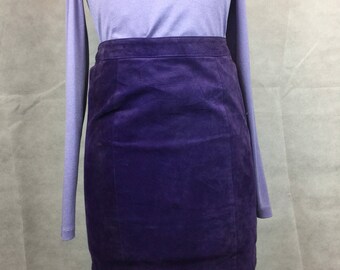 Vintage original 1960s 70s mini suede leather purple skirt