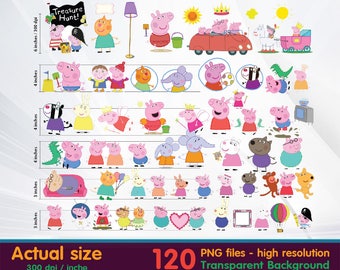 Peppa pig clipart - Digital 300 DPI PNG Images, Photos, Scrapbook, Cliparts - Instant Download