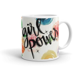 floral "girl power" mug
