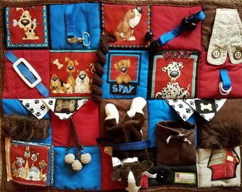 A New Best Friend Fidget Blanket Fidget Quilt for Dementia, Alzheimer, Stroke and Nursing Home patients with many textures and activities