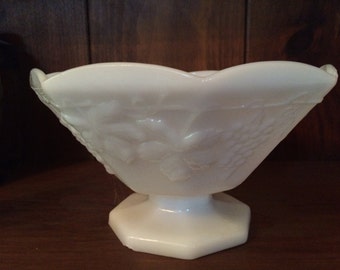 Vintage White milk glass pedestal bowl