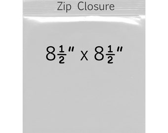 50 - 8.5 x 8.5 inch Clear Zip Lock Bags - 2 Mil - Square Polypropylene Bags - Archival