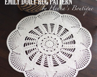 Crochet Doily Rug Pattern - "EMILY" 37 inch rug - PDF