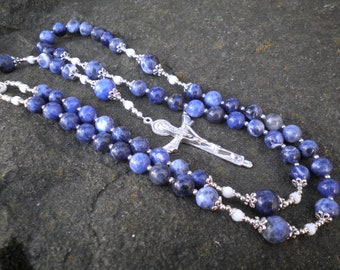 Classic Rosary - Sodalite with Mother of Pearl