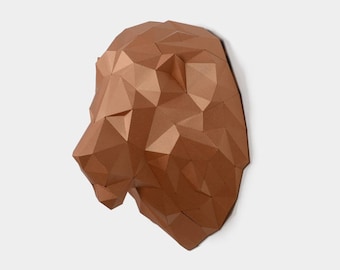 Lion Head Trophy - DIY Pre-cut Papercraft Kit