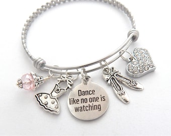 Dance Teacher Gift, Dancer Bracelet, Gift for Dancer, BALLET Jewelry, Ballet Bracelet, Dance like no one is watching, Ballet Teacher Gift