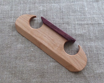 weaving shuttle - Norwegian style for tablet weaving, purpleheart and maple