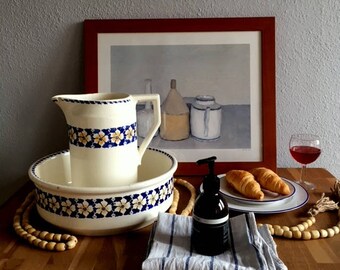 Pitcher and Wash Basin, Blue Details