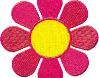 Flowers Medium Neon Daisy, Officially Licensed, Iron-On / Sew-On, Embroidered PATCH