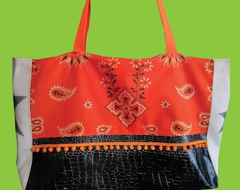 Batik orange collection mmbatik XXL luggage bag