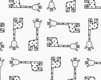 Robert Kaufman Fabric Penned Pals Giraffes in White by Ann Kelle, Choose your cut