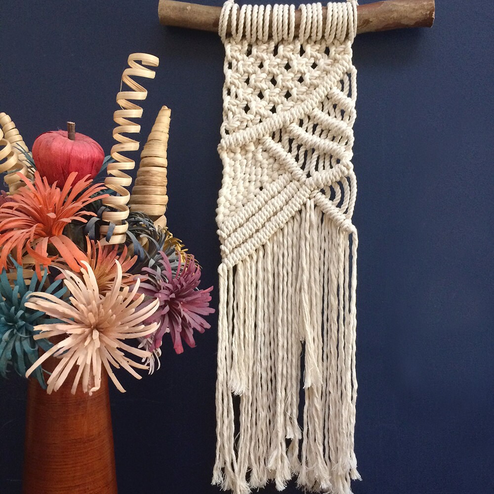 Small Macramé Wall Hanging with Fringe Small Macramé Wall