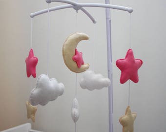 Mobile cradle, Mobile baby, Mobile felt, mobile cradle Moon and stars, mobile cradle Custom