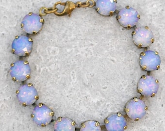 Pastel Rainbow Bridesmaid Bracelet Swarovski Crystal White Opal Rainbow Rhinestone Tennis Bracelet Vitrail Light Lavender Bridesmaid Wedding