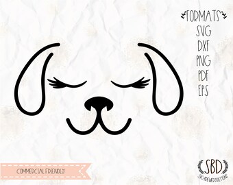 Dog face with lashes, eyelashes SVG, PNG, EPS, Dxf, Pdf cricut, silhouette studio,cut file, vinyl decal, t shirt design, Stencil template