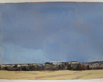 10 Saved Acres, From Afar, Original Spring Landscape Painting on Paper, Stooshinoff