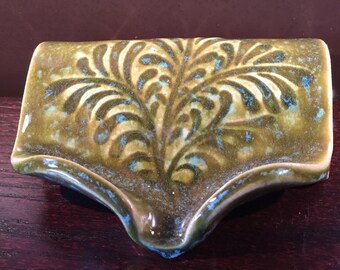 Self Draining Soap Dish, Soap Dish, Soap Saver, Ceramic Draining Dish in Mediterranean Sea Green