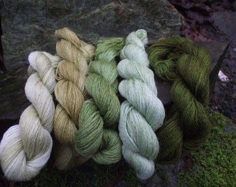Gradient laceweight yarn kit, handpainted luxury wool mohair blend yarn kit kit-Green Man