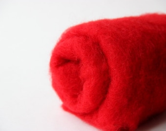 Needle felting wool, 1 oz, passion - bright red. Maori wool blend of coopworth & corriedale. Felting wool, wool supplies. Red felting wool