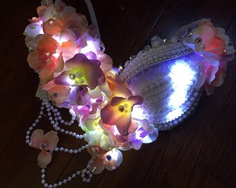 LED Romantic Nymph Bra: edm, plur, kandi, fairy rave wear, festival, cosplay, edc, edc bra, rave bra, edm, costume