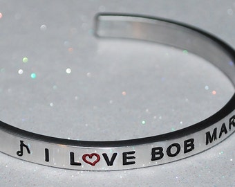 I Love Bob Marley Handmade Cuff Bracelet