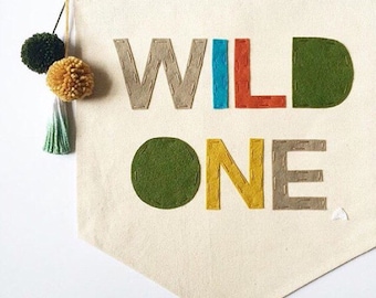 WILD ONE - Canvas wall Banner - 19 x 13in