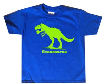 T Rex Dinosaur Birthday Dinosaur Name Shirt - any name - pick your colors!
