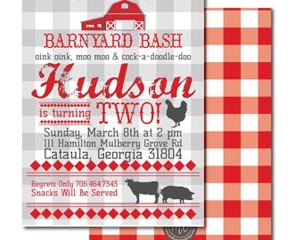 Barnyard Birthday Invitation, Barnyard Bash, Farm Birthday Invitation
