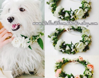 Dog wedding Collar, Dog of honor, dog wedding Leash, Dog flower collar, Wedding dog collar, Girl dog collar,Dog wedding attire etsy