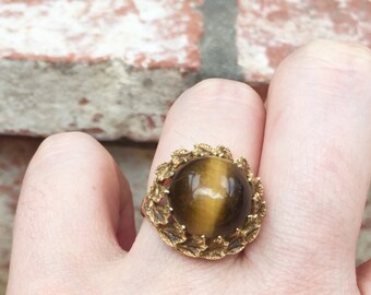 Tigers eye 14 k gold ring
