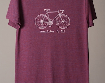 Ann Arbor shirt, Ann Arbor tee, Ann Arbor Michigan tshirt, Ann Arbor cycling tee, bike tee