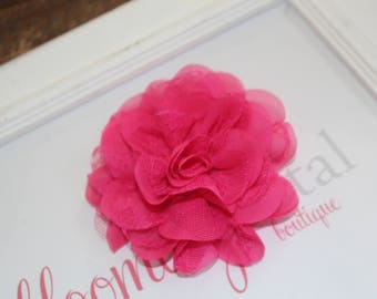 Hot Pink Lace Chiffon Flower Clip