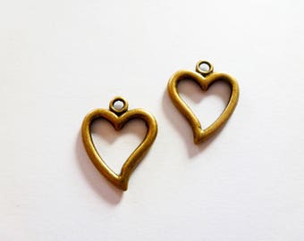 6 charms heart 19 * 15mm bronze