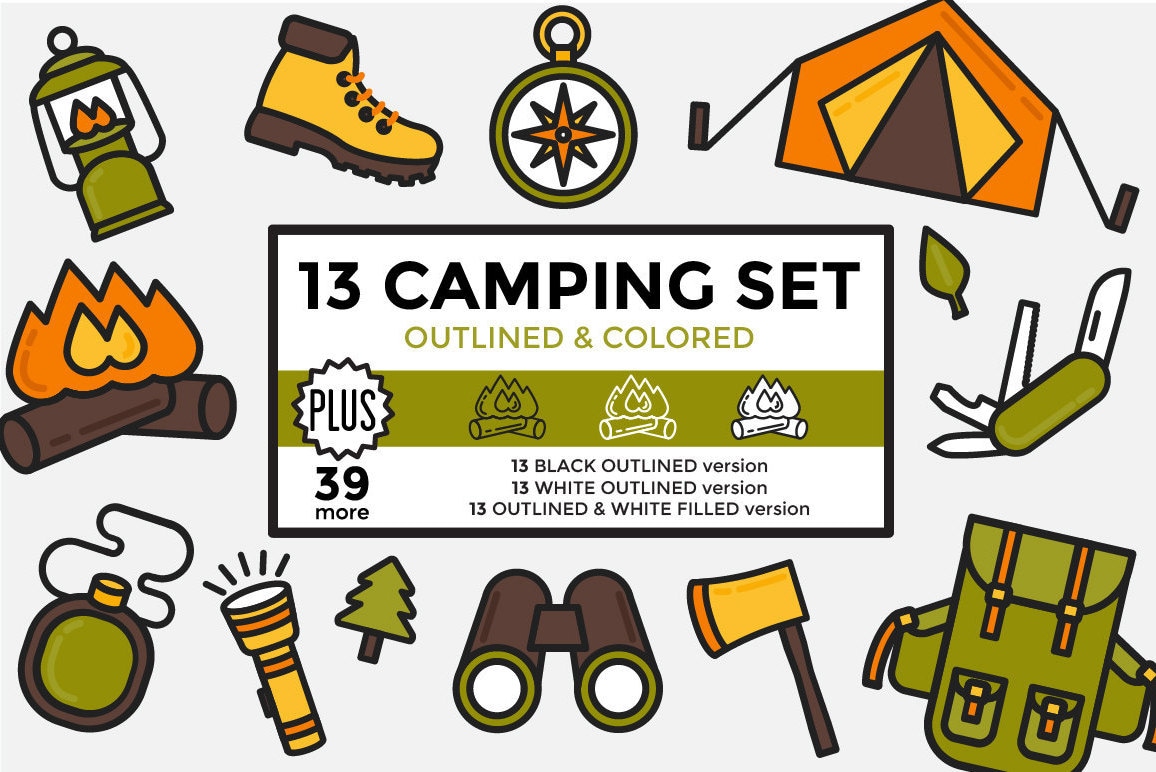 Download Camping Clipart / Hiking Clipart / Outdoors Clipart Elements