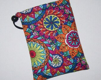 Pipe Pouch, Colorful Mandala, Pipe Case, Pipe Bag, Padded Pipe Pouch, Hippie, Hippy, 420, Smoke Bag, Cannabis, Stoner Gift - 7" DRAWSTRING