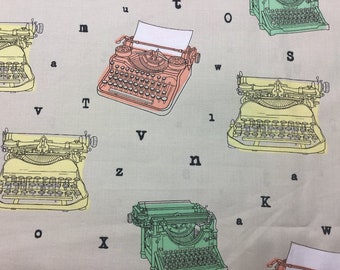 Fabric - Typewriters on Grey
