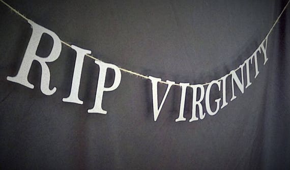 rip virginity dark humor banner birthday party banner